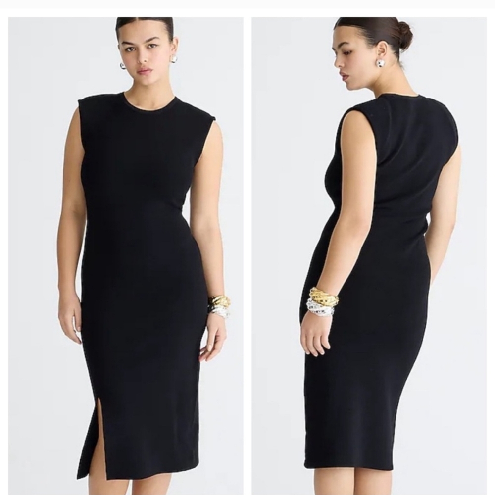 J. Crew Sleeveless Sweaterdress Stretch Viscose Blend XS Black NWT $148 *FLAW